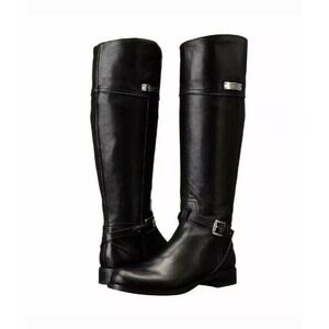 COACH Micha Black Leather Knee High Boots Wide Calf Size 9.5 B A6848